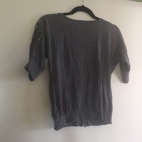 Studio Y gray cardigan beading small grey v-neck - Picture 4 of 6